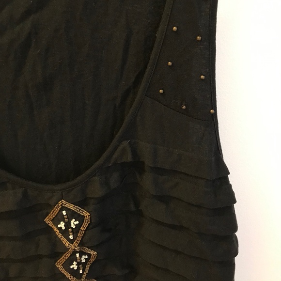 Anthropologie Black Beaded Sleeveless Tunic S EUC! - Picture 2 of 4